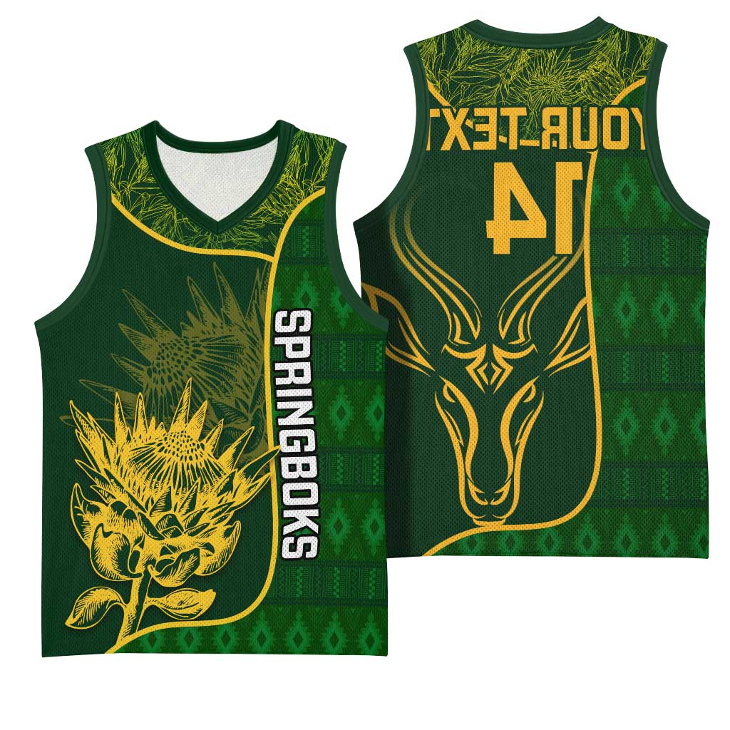 Custom South Africa Rugby Basketball Jersey Go Champions Springboks Flower - African Pride