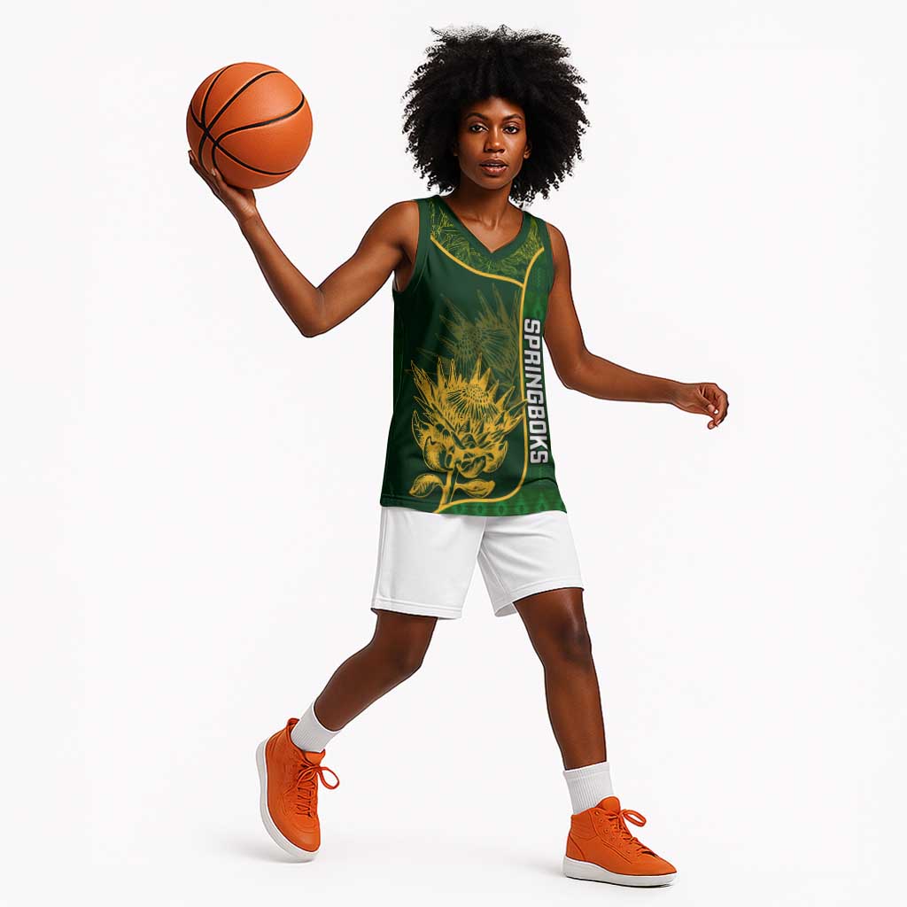 Custom South Africa Rugby Basketball Jersey Go Champions Springboks Flower - African Pride