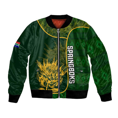 Custom South Africa Rugby Bomber Jacket Go Champions Springboks Flower