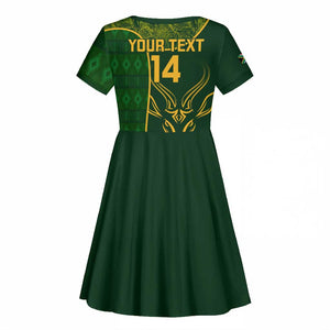 Custom South Africa Rugby Kid Short Sleeve Dress Go Champions Springboks Flower