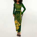 Custom South Africa Rugby Long Sleeve Bodycon Dress Go Champions Springboks Flower LT14