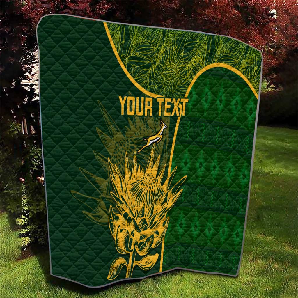 Custom South Africa Rugby Quilt Go Champions Springboks Flower