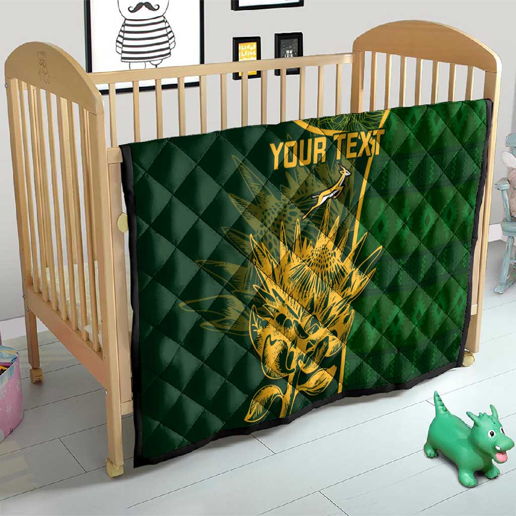 Custom South Africa Rugby Quilt Go Champions Springboks Flower
