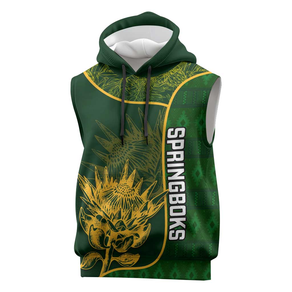 Custom South Africa Rugby Sleeveless Hoodie Go Champions Springboks Flower - African Pride