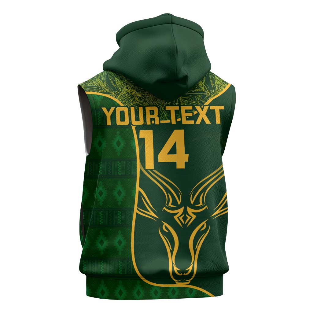 Custom South Africa Rugby Sleeveless Hoodie Go Champions Springboks Flower - African Pride