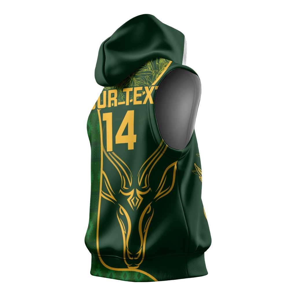 Custom South Africa Rugby Sleeveless Hoodie Go Champions Springboks Flower - African Pride