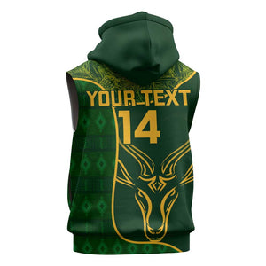 Custom South Africa Rugby Sleeveless Zip Hoodie Go Champions Springboks Flower - African Pride
