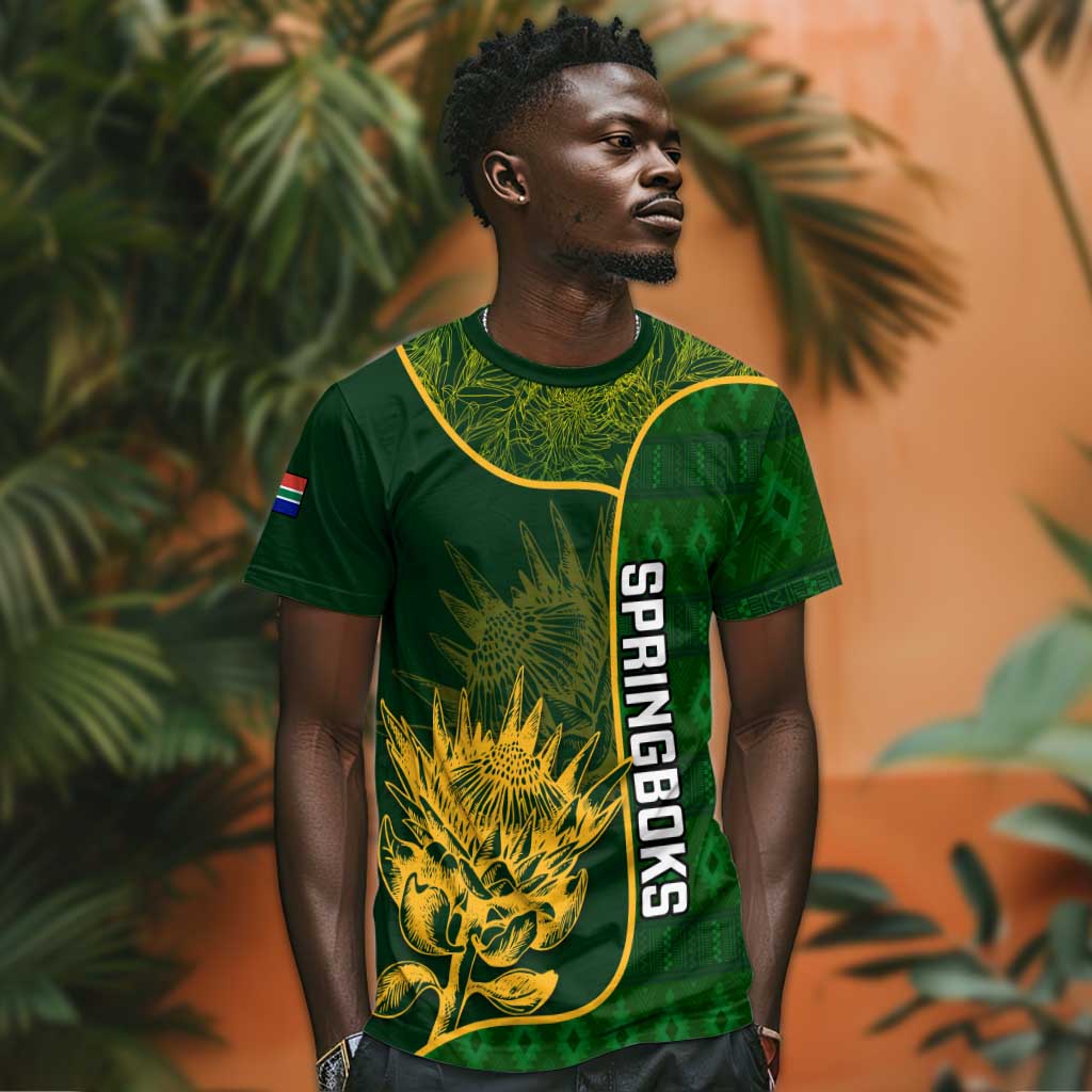 Custom South Africa Rugby T shirt Go Champions Springboks Flower