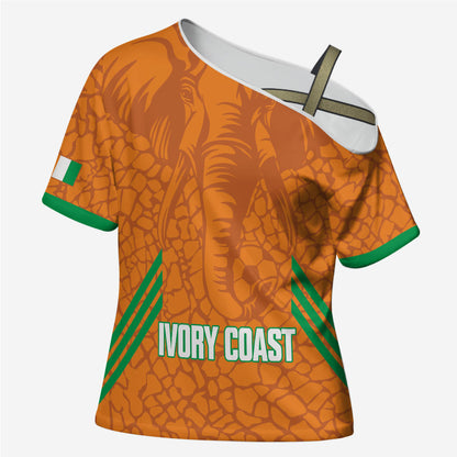 Ivory Coast Football Custom Cross Shoulder Shirt Les Elephants Dames Skin Style