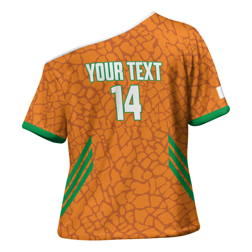 Ivory Coast Football Custom Cross Shoulder Shirt Les Elephants Dames Skin Style