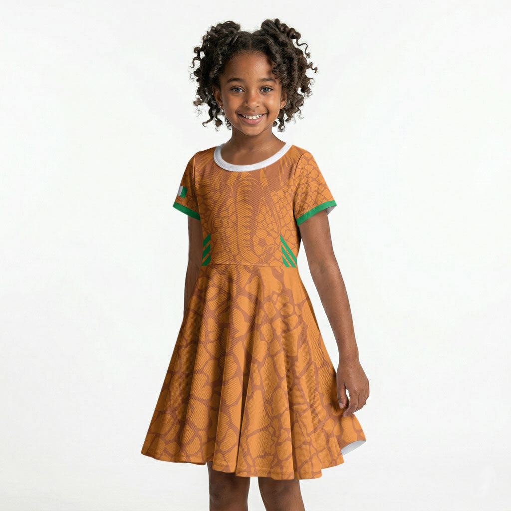Ivory Coast Football Custom Kid Short Sleeve Dress Les Elephants Dames Skin Style