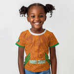 Ivory Coast Football Custom Kid T shirt Les Elephants Dames Skin Style
