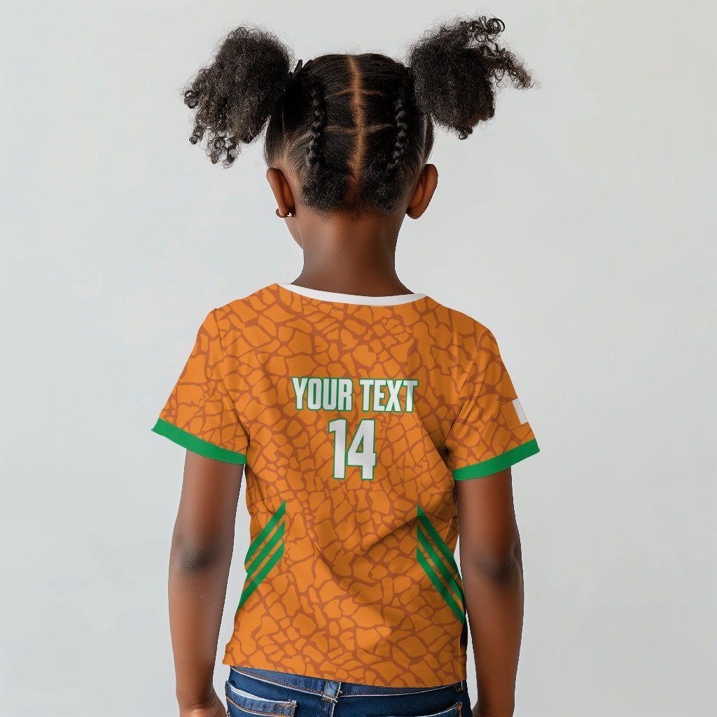 Ivory Coast Football Custom Kid T shirt Les Elephants Dames Skin Style