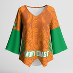 Ivory Coast Football Custom Kimono Sleeve Blouse Les Elephants Dames Skin Style