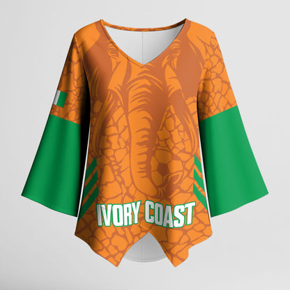 Ivory Coast Football Custom Kimono Sleeve Blouse Les Elephants Dames Skin Style