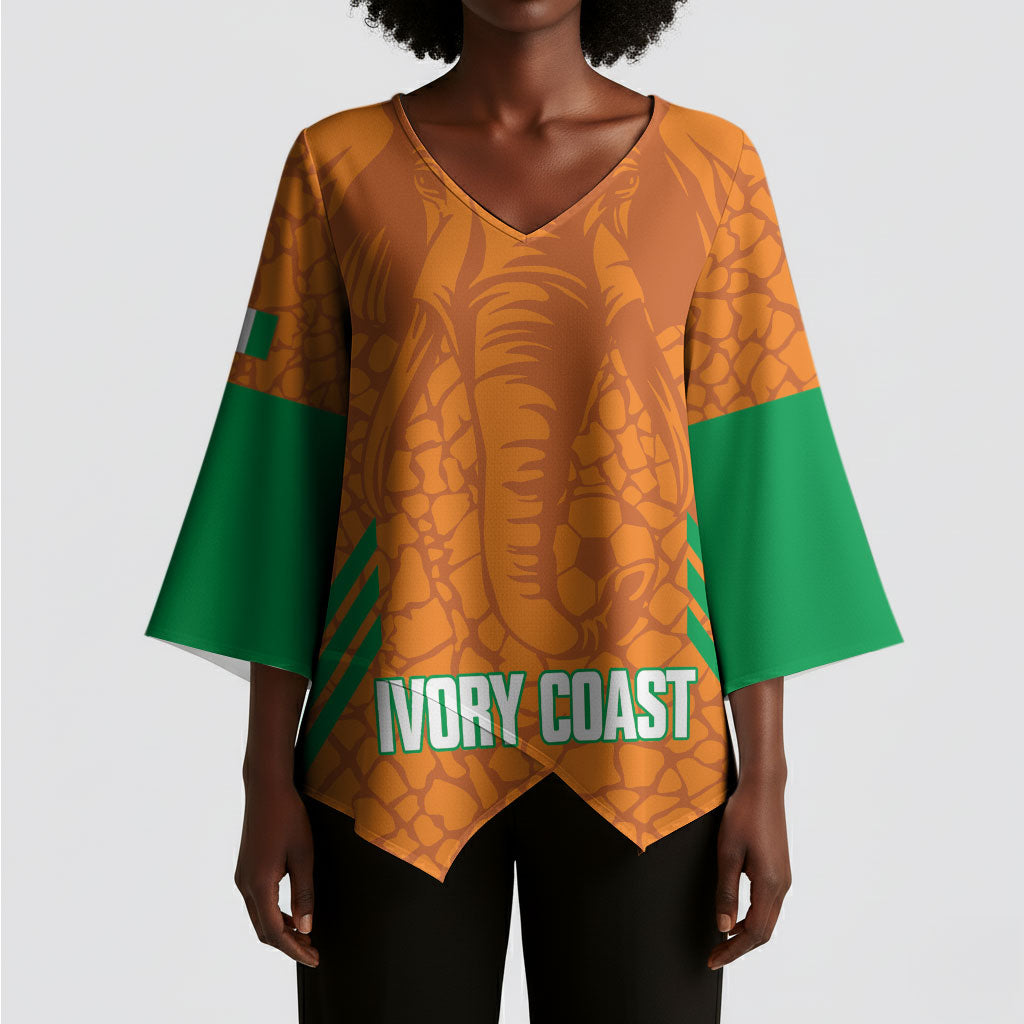 Ivory Coast Football Custom Kimono Sleeve Blouse Les Elephants Dames Skin Style