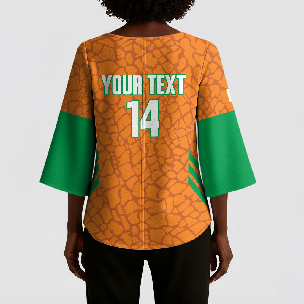 Ivory Coast Football Custom Kimono Sleeve Blouse Les Elephants Dames Skin Style