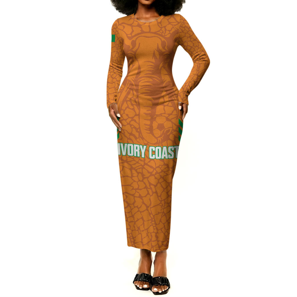 Ivory Coast Football Custom Long Sleeve Bodycon Dress Les Elephants Dames Skin Style