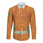 Ivory Coast Football Custom Long Sleeve Button Shirt Les Elephants Dames Skin Style