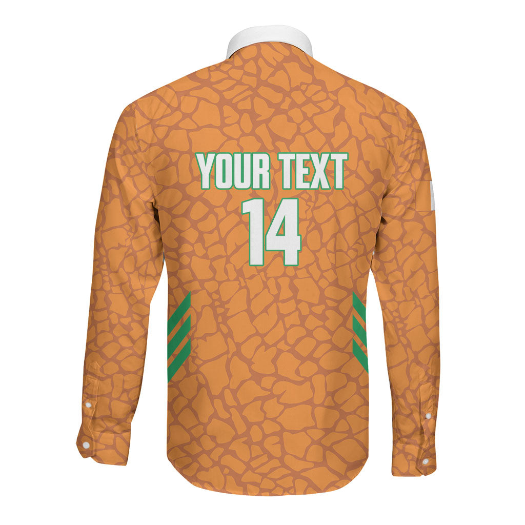 Ivory Coast Football Custom Long Sleeve Button Shirt Les Elephants Dames Skin Style