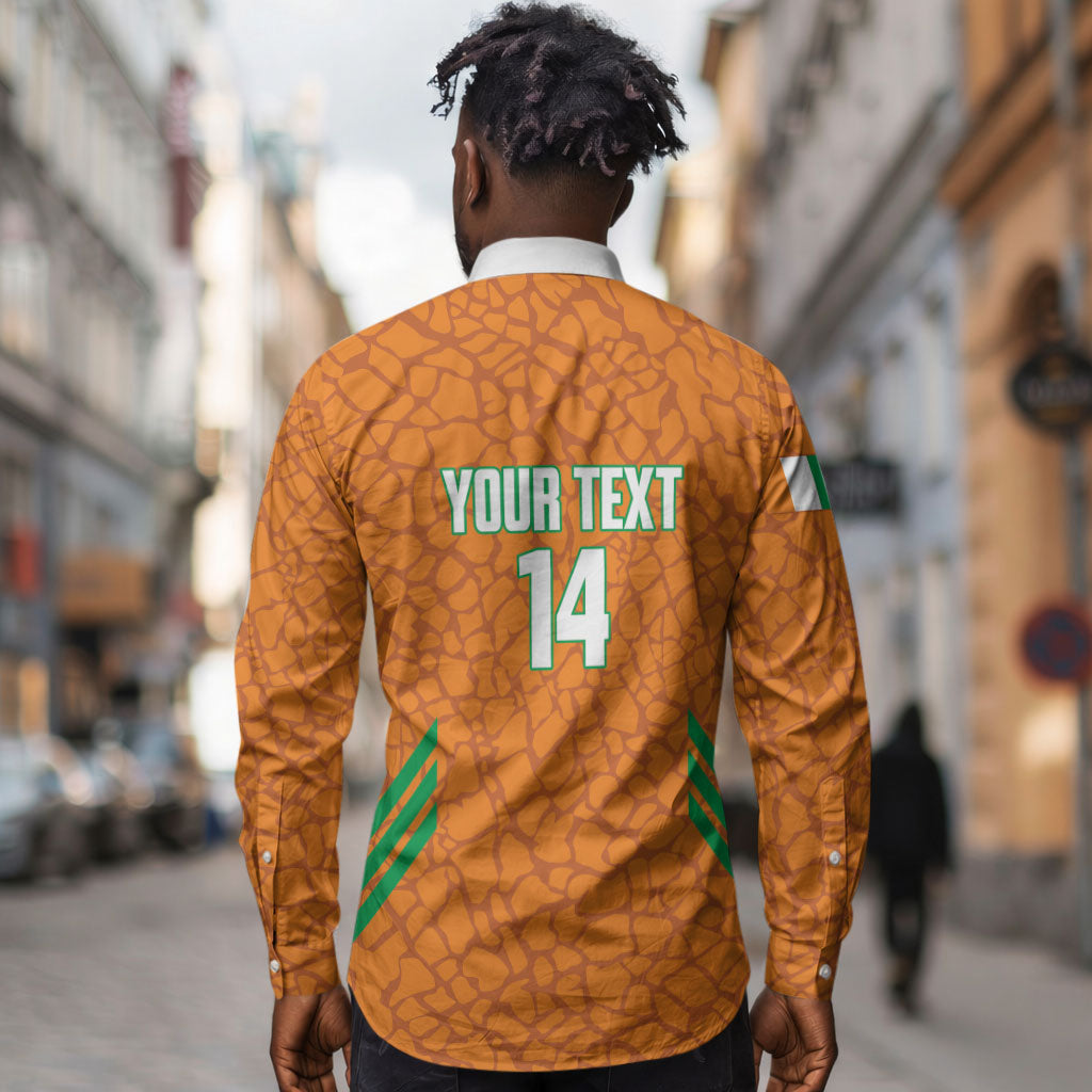 Ivory Coast Football Custom Long Sleeve Button Shirt Les Elephants Dames Skin Style