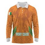 Ivory Coast Football Custom Long Sleeve Polo Shirt Les Elephants Dames Skin Style