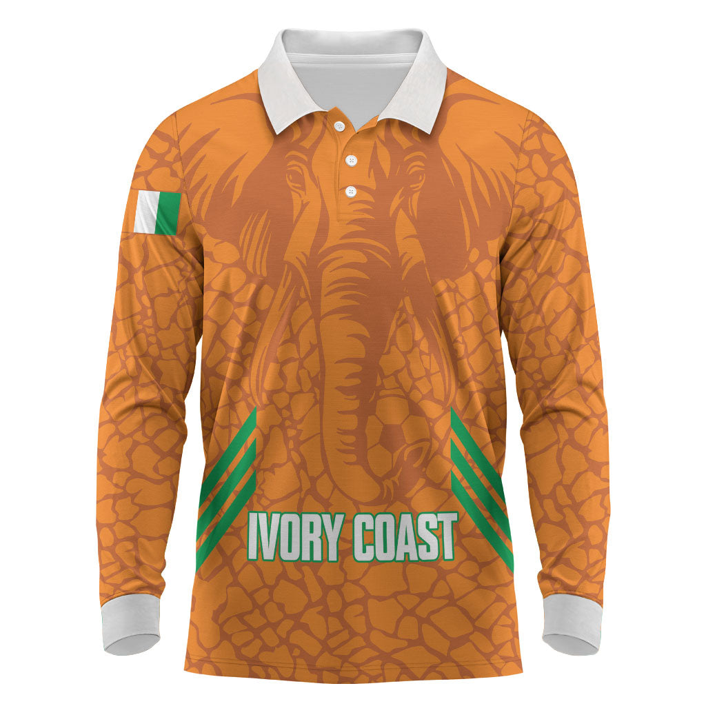 Ivory Coast Football Custom Long Sleeve Polo Shirt Les Elephants Dames Skin Style