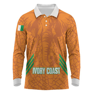 Ivory Coast Football Custom Long Sleeve Polo Shirt Les Elephants Dames Skin Style