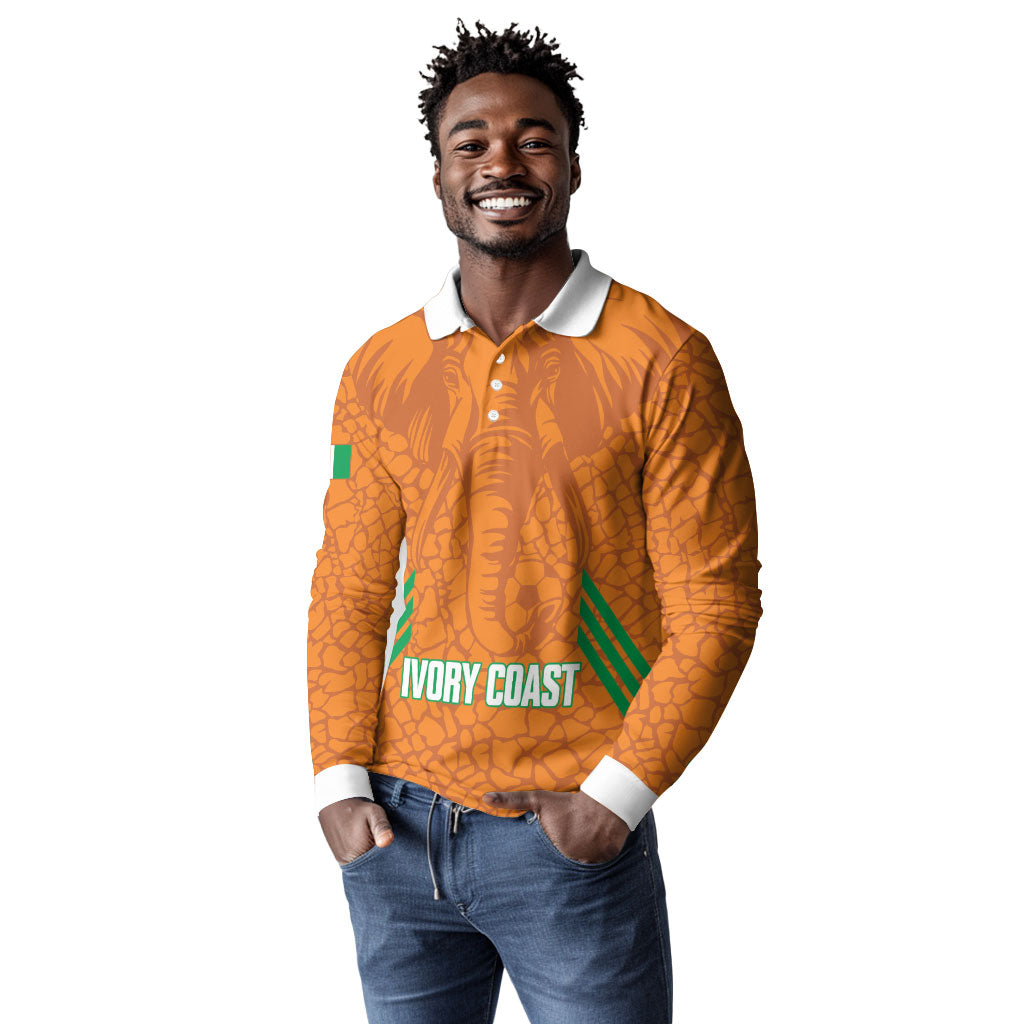 Ivory Coast Football Custom Long Sleeve Polo Shirt Les Elephants Dames Skin Style