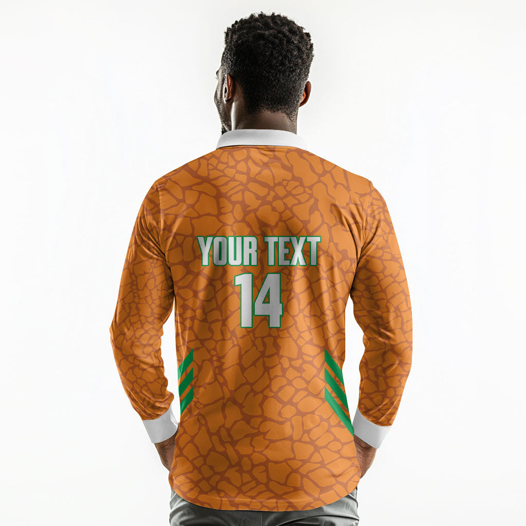 Ivory Coast Football Custom Long Sleeve Polo Shirt Les Elephants Dames Skin Style