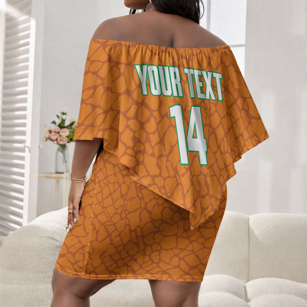 Ivory Coast Football Custom Off Shoulder Short Dress Les Elephants Dames Skin Style