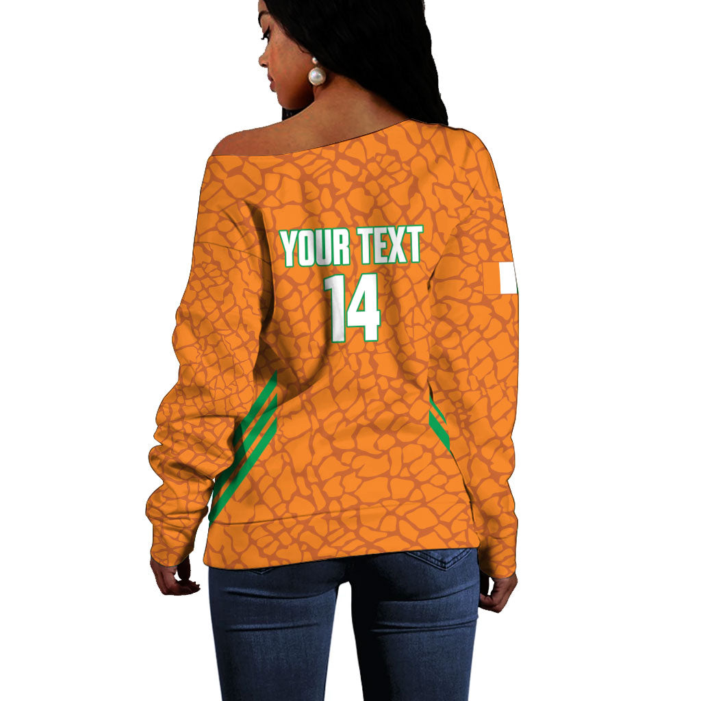 Ivory Coast Football Custom Off Shoulder Sweater Les Elephants Dames Skin Style
