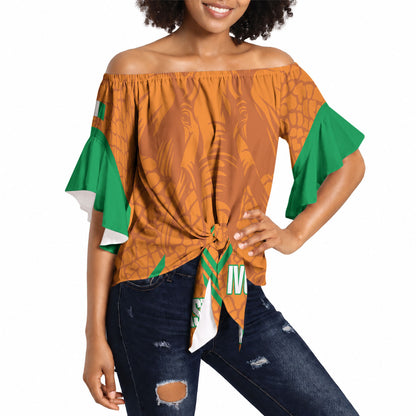 Ivory Coast Football Custom Off Shoulder Wrap Waist Top Les Elephants Dames Skin Style