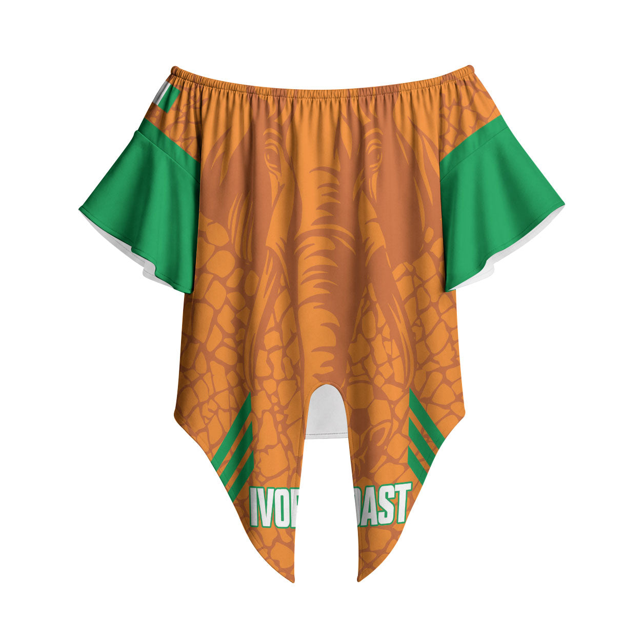 Ivory Coast Football Custom Off Shoulder Wrap Waist Top Les Elephants Dames Skin Style