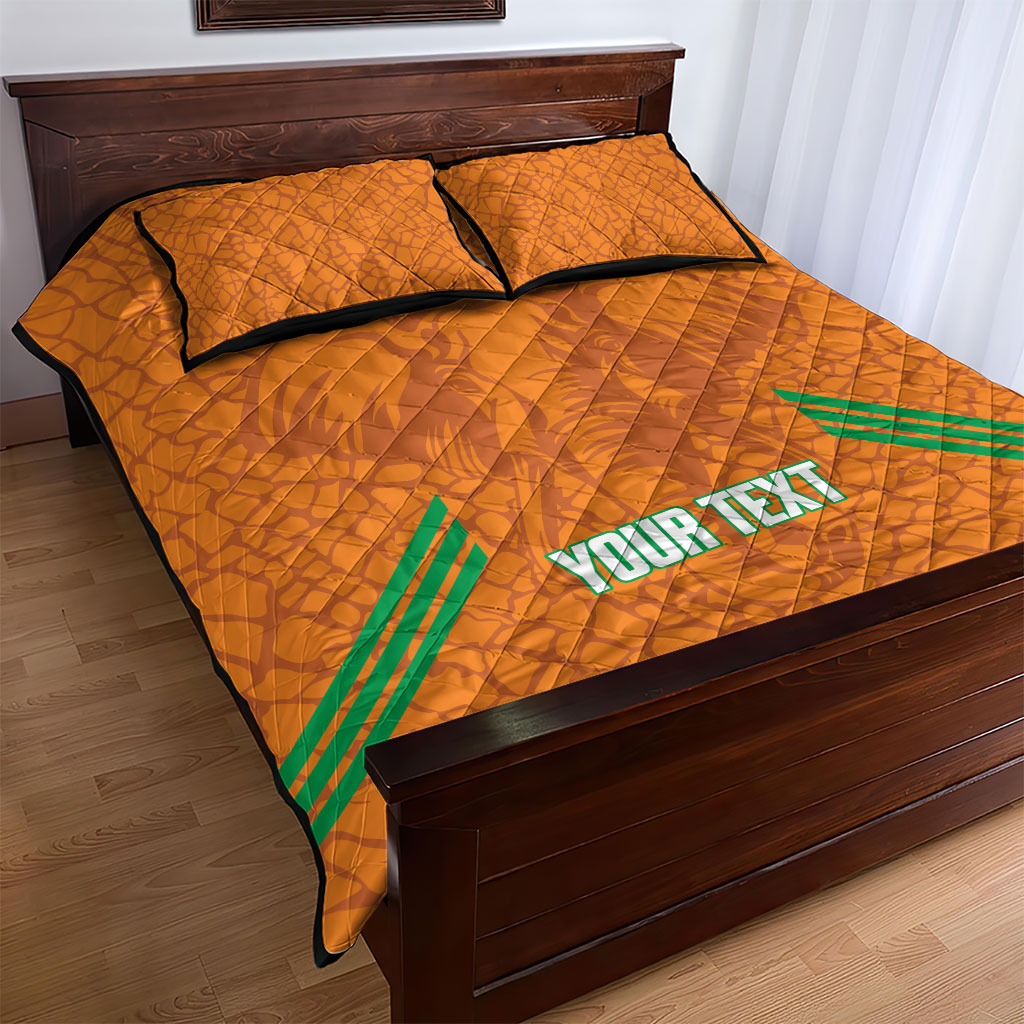 Ivory Coast Football Custom Quilt Bed Set Les Elephants Dames Skin Style