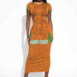 Ivory Coast Football Custom Short Sleeve Bodycon Dress Les Elephants Dames Skin Style