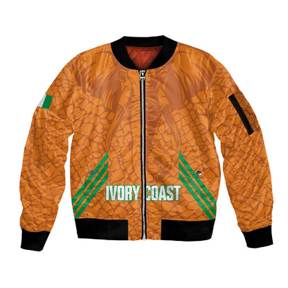 Ivory Coast Football Custom Sleeve Zip Bomber Jacket Les Elephants Dames Skin Style