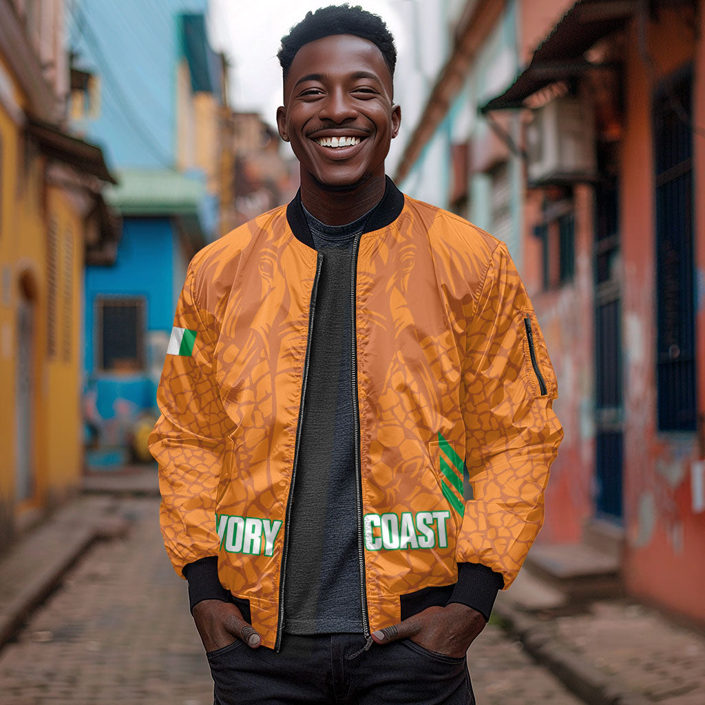 Ivory Coast Football Custom Sleeve Zip Bomber Jacket Les Elephants Dames Skin Style