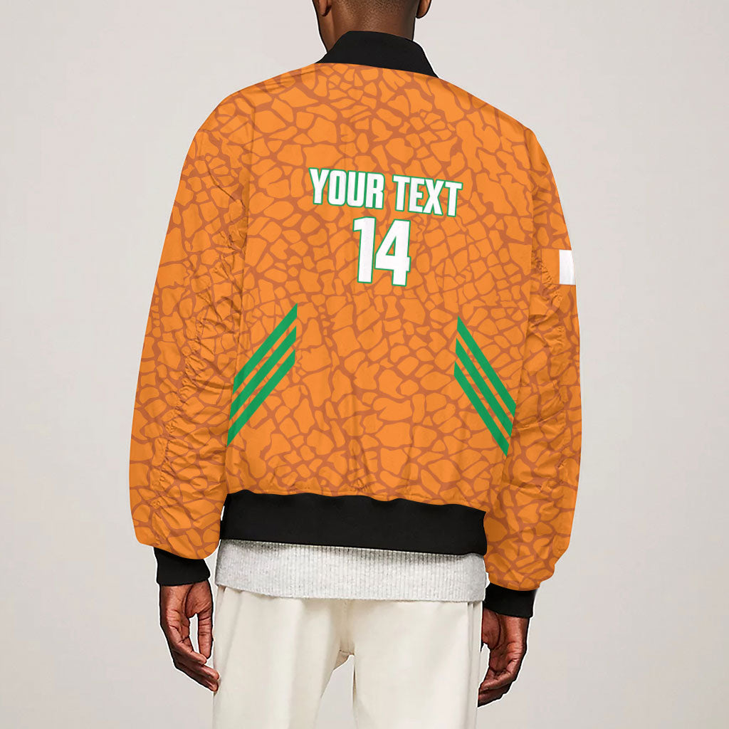 Ivory Coast Football Custom Sleeve Zip Bomber Jacket Les Elephants Dames Skin Style
