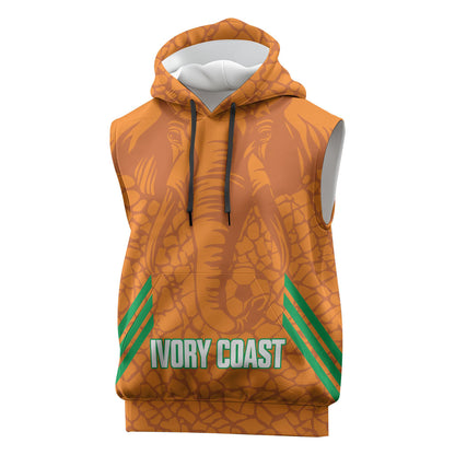 Ivory Coast Football Custom Sleeveless Hoodie Les Elephants Dames Skin Style