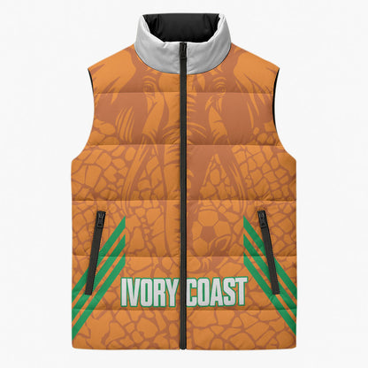 Ivory Coast Football Custom Sleeveless Puffer Jacket Les Elephants Dames Skin Style
