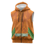 Ivory Coast Football Custom Sleeveless Zip Hoodie Les Elephants Dames Skin Style