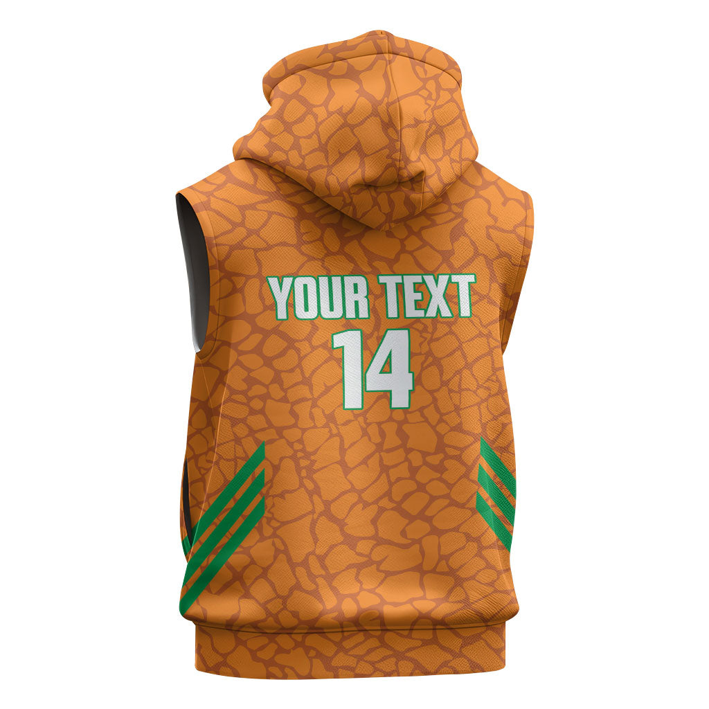 Ivory Coast Football Custom Sleeveless Zip Hoodie Les Elephants Dames Skin Style