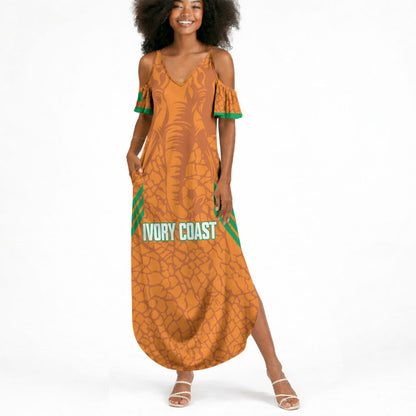Ivory Coast Football Custom Summer Maxi Dress Les Elephants Dames Skin Style