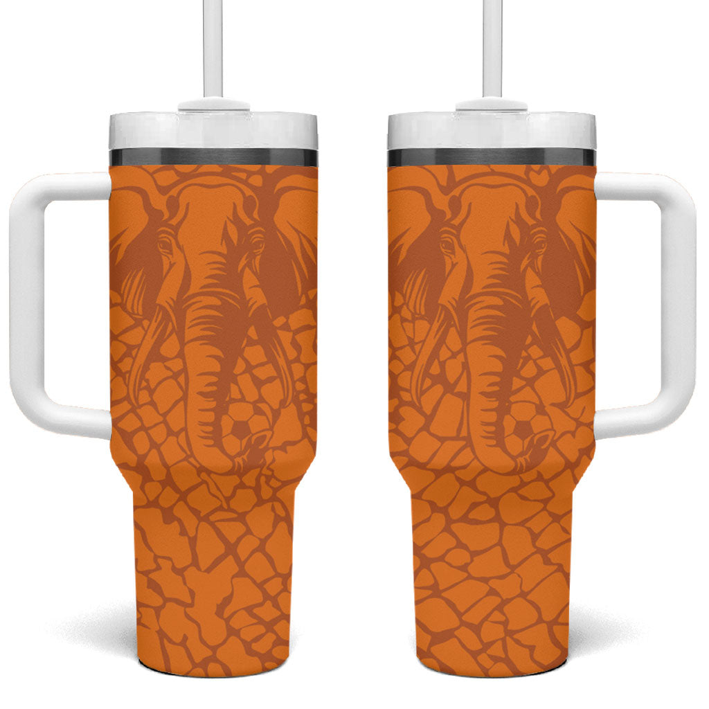 Ivory Coast Football Custom Tumbler With Handle Les Elephants Dames Skin Style
