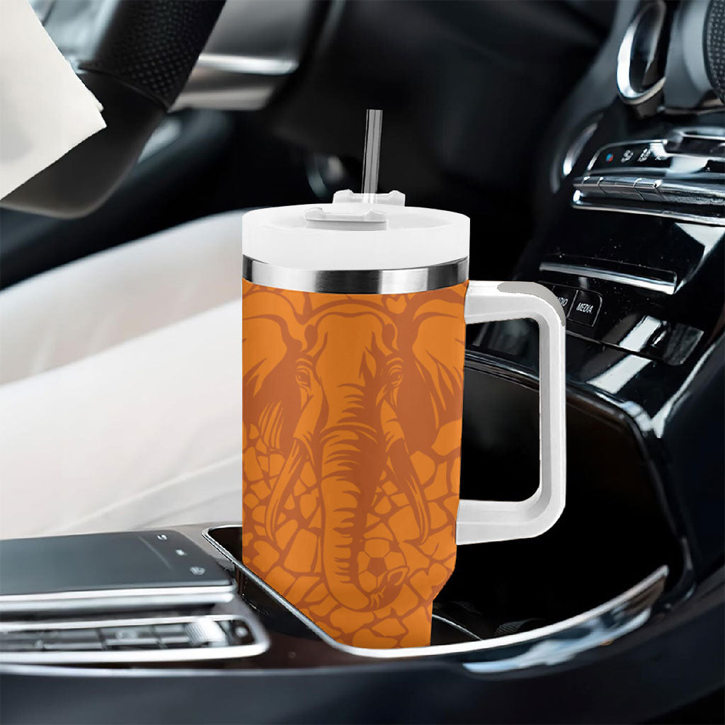 Ivory Coast Football Custom Tumbler With Handle Les Elephants Dames Skin Style
