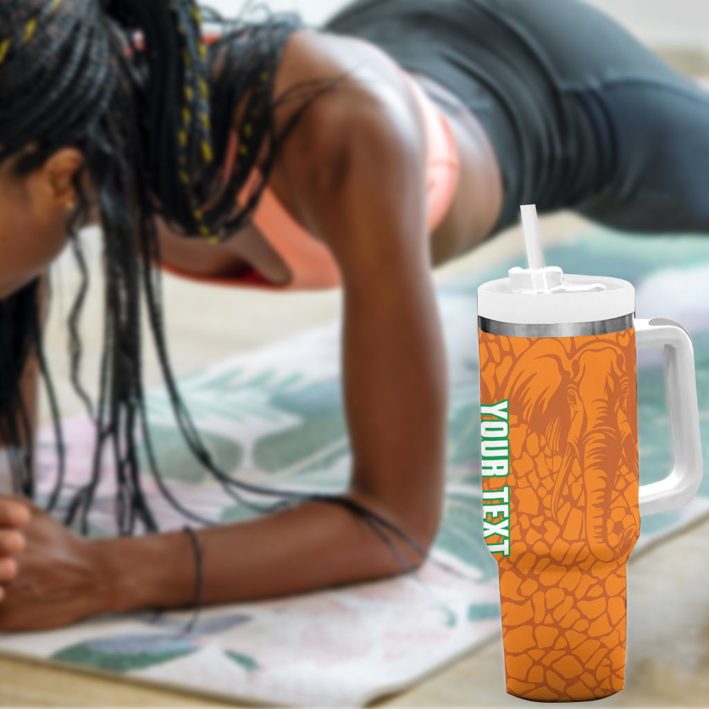 Ivory Coast Football Custom Tumbler With Handle Les Elephants Dames Skin Style