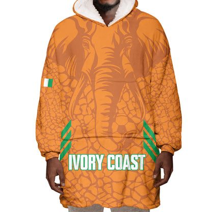 Ivory Coast Football Custom Wearable Blanket Hoodie Les Elephants Dames Skin Style