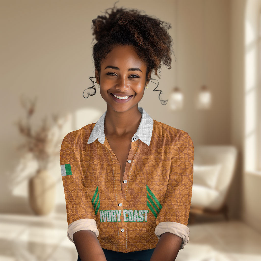 Ivory Coast Football Custom Women Casual Shirt Les Elephants Dames Skin Style