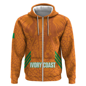 Ivory Coast Football Custom Zip Hoodie Les Elephants Dames Skin Style